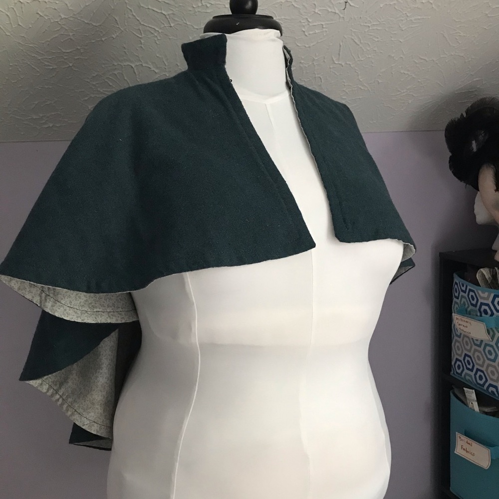 Navy handmade wool capelet